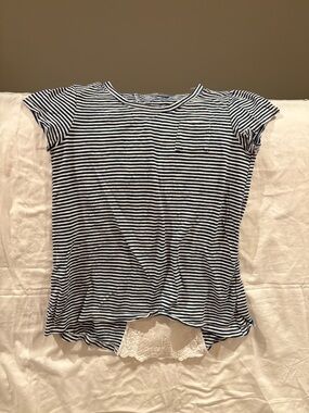 GAP Navy and White Striped Short Sleeve Tee